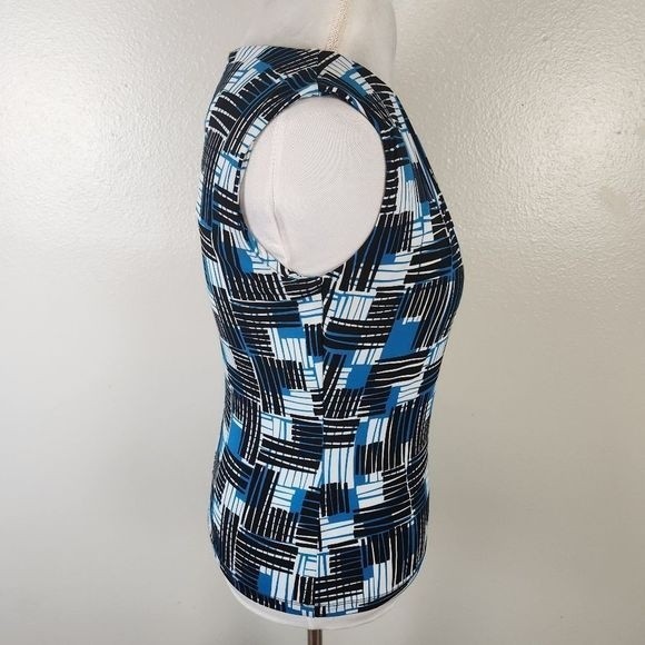 Calvin Klein Blue & Black Colorblock Sleeveless Blouse Size Small Petite - Picture 5 of 8